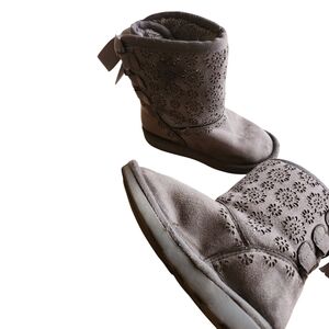 Rampage Lil Nicole Slip On Boots Slip On Gray Faux Fur Lined Size Toddler 10